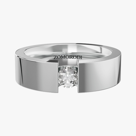 Single Diamond Round-Cut Men's Wedding Ring